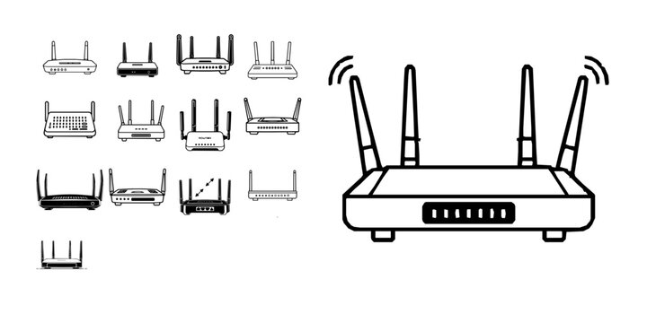 Router Device Double Consistent Style Tech Network Icon Outline