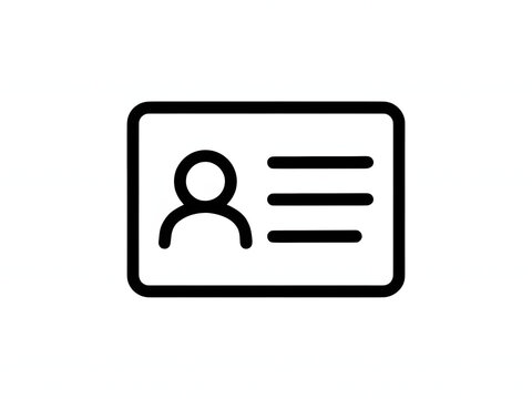 User ID card icon for profile identification and authentication, minimalist vector symbol