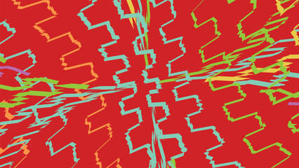 Abstract pattern with zigzag lines and a contrasting red background creating a striking and rhythmic visual display. © MdEmon