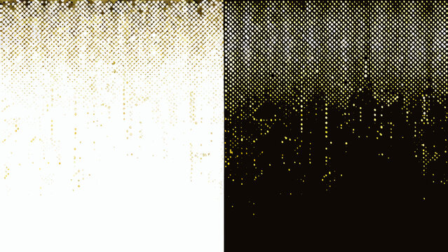Golden particle pattern on contrasting white and black backgrounds a decorative vector illustration abstract aesthetic
