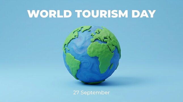 World tourism day celebration 3d globe illustration for travel exploration