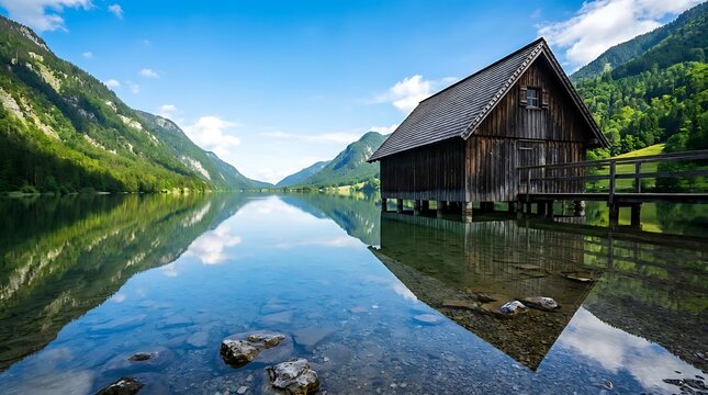 Bavarian lake house scenic alpine retreat with mountain reflection germany travel