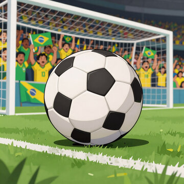 Anime Soccer Country. Image Of A Brazil Soccer Ball