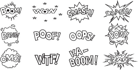 Pop Art Comic Speech Bubble Collection with Funny Text Bursts and Halftone Shadows © Sana