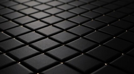 Obraz premium A captivating and contemporary close-up shot of a luxurious black leather textured surface with elegant diamond-shaped patterns, highlighting intricate design.