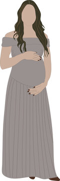 pregnant lady holding baby bump vector illustration for baby shower invitation