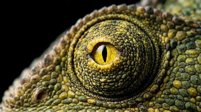 Extreme Close-up Macro Shot of a Chameleon Eye.