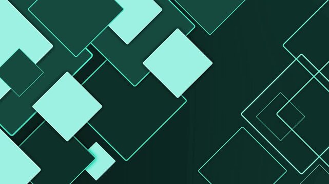 Abstract geometric background with overlapping squares on a dark gradient animation