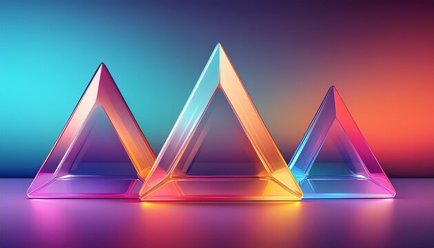 transparent triangles with rounded corners over a gradient backdrop