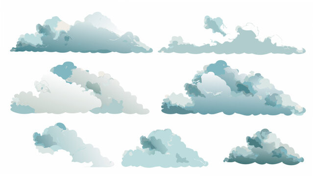 Eight Varied Cloud Formations A Vector Illustration With A White Background atmospheric cumulus cirrus stratocumulus