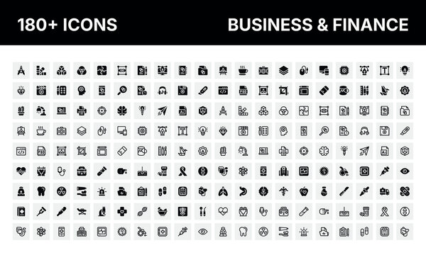 Business and Finance Icon Collection Modern Minimal Style