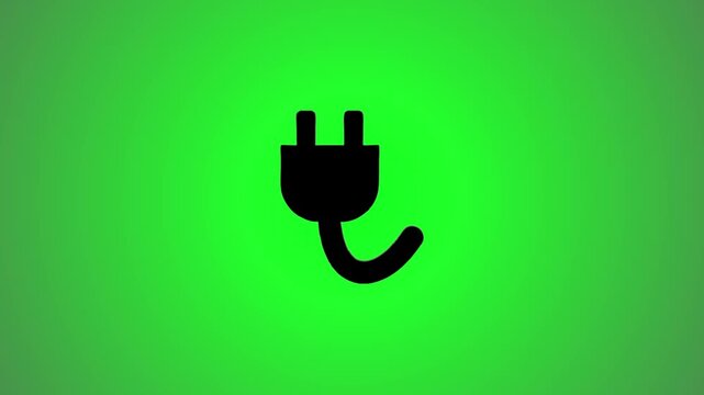 Energy plug symbol animation on green background with motion