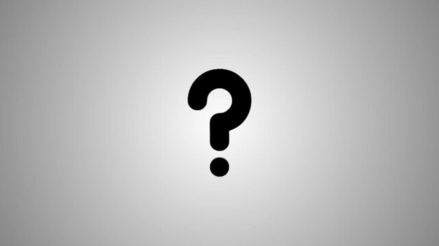 Animated question mark symbol rotating and moving forward on gradient background for curiosity and inquiry concepts