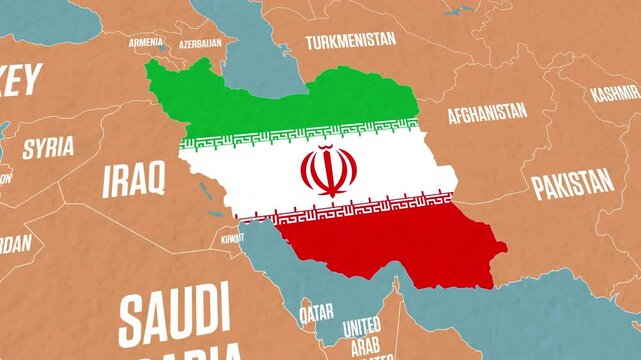 Animated world map with countries and oceans, 4k video footage