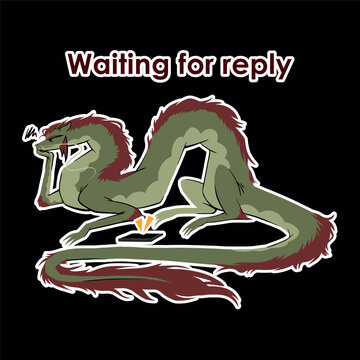 Waiting for Reply Dragon Sticker | Funny Designer Feedback Cartoon Meme