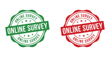 Obraz premium Circular survey seals with text and stars vector illustration in green and red