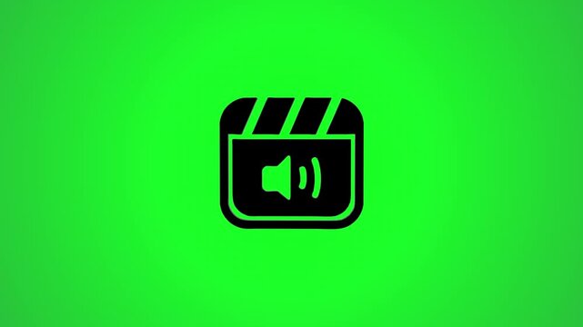 Audio video symbol motion graphic animation on green screen background, seamless loopable animation