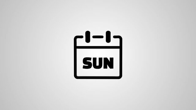 Calendar icon showing Sunday with 3D shadow effect motion graphic