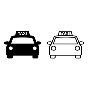 Taxi Icon Vector Solid and Outline Front View