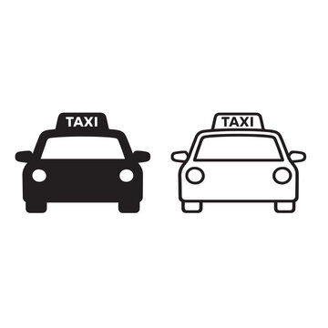 Taxi Icon Vector Solid and Outline Front View