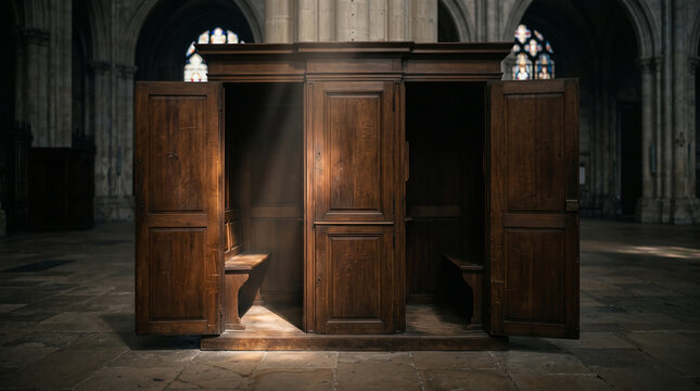 Confessional in Gothic Cathedral