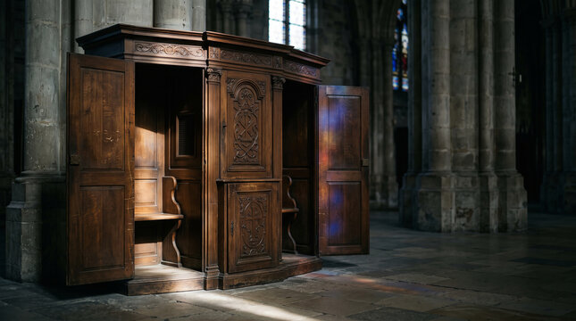 Confessional in Gothic Cathedral