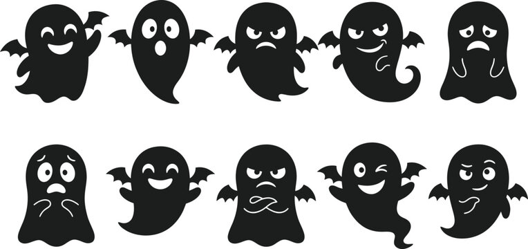 Spooky halloween vector bundle cute ghost characters for festive designs decorations