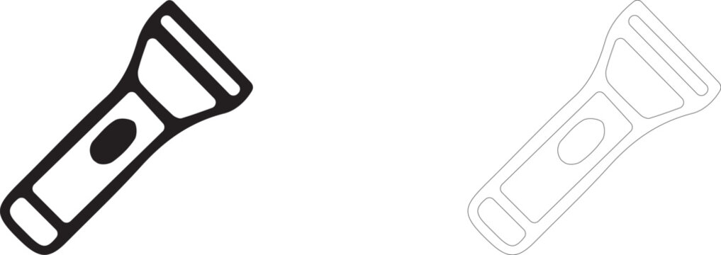 Pocket Flashlight Line Art Vector Illustration For Camping Equipment Logo Design.