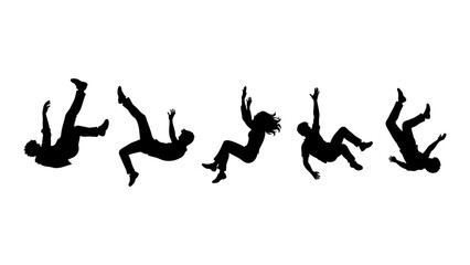 set of falling people silhouettes. vector silhouettes of people falling from a great height. falling male silhouette © Irfan
