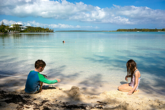 Family vacation moment on Green Turtle Cay, Bahamas