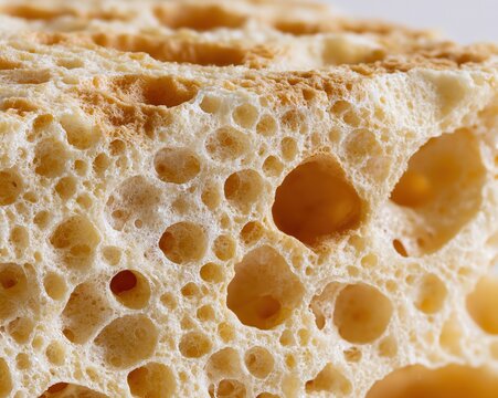 Close-up of Honeycomb Structure in Bread Crumb