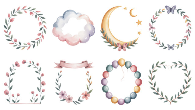 Creative collection of colorful moon phase icons with decorative elements Vector