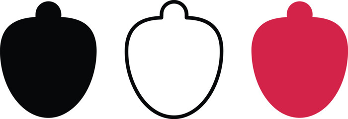 Rosehip berry vector icons in solid black silhouette, thin and red colored and fruit minimalist design, and wild rose in outline style © MDSHOFIQUL