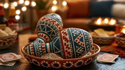 Fototapeta premium Colorful Maracas in a Festive Setting