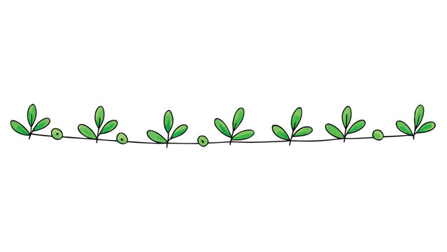 A thin line with small green leaves and dots creating a delicate decorative border or horizontal divider.