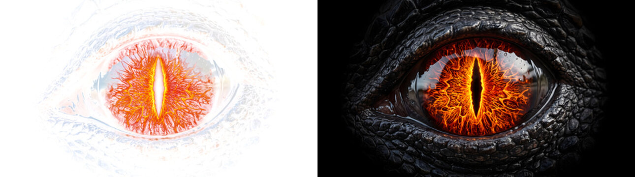 Dragon Eye isolated PNG, Transparent and Black Background Versions