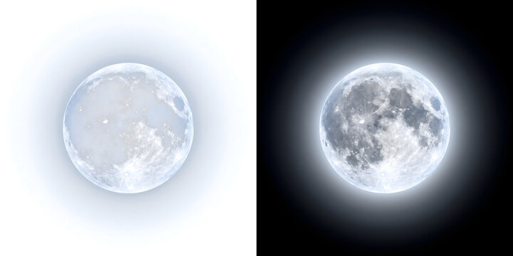 Full Moon Glow isolated PNG, Transparent and Black Background Versions