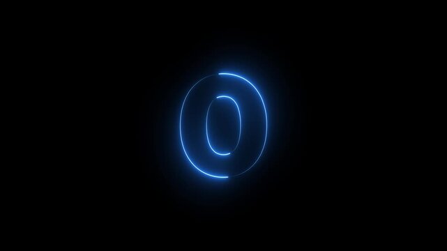 Glowing neon pink and blue color English Capital letter O text icon animation education alphabet world smooth character effect sign symbol on black background.