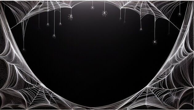 spider web as a border around the picture on black background with copy space