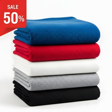 Stacked colorful towels on sale