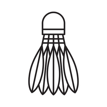 badminton shuttlecock black outline icon, minimal line symbol of a badminton birdie for sports, fitness and recreation - vector illustration