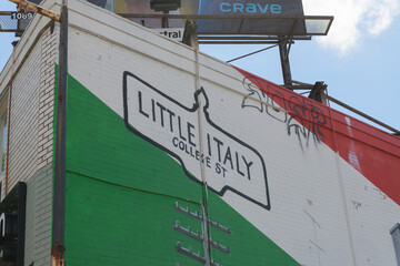 Obraz premium detail of the Little Italy mural (actually on the exterior west facing wall of 719 College St, Toronto