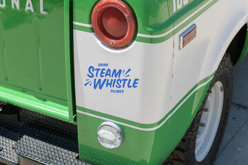Obraz premium back of a Steam Whistle brewery vehicle at Roundhouse Park, Toronto