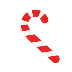Obraz premium A festive red and white striped candy cane on a plain white background