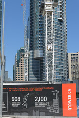 Obraz premium construction site sign of Q Tower designed by Wallman Architects and developed by Lifetime Developments and DiamondCorp, 200 Queens Quay W, Toronto