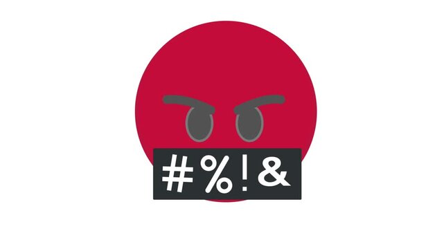Face with Symbols on Mouth Animated Expression Loop
