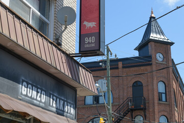 Obraz premium sign outside Gonzo Izakaya 根性 an Izakaya restaurant, located at 940 College St, Toronto