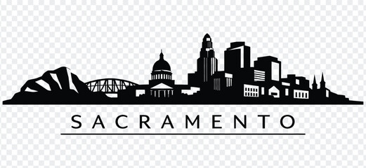 Fototapeta premium Sacramento california city skyline silhouette vector illustration