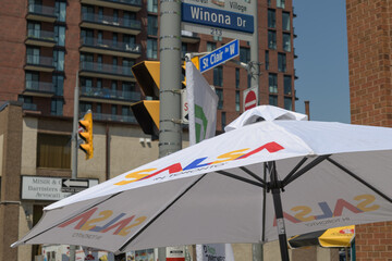 Obraz premium event-branded umbrella at Salsa on St Clair, Toronto (morning, 11 July 2026)