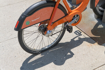 Obraz premium Bike Share Toronto rental vehicle with a flat tire